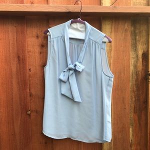 Baby Blue Tie Up Chiffon Blouse